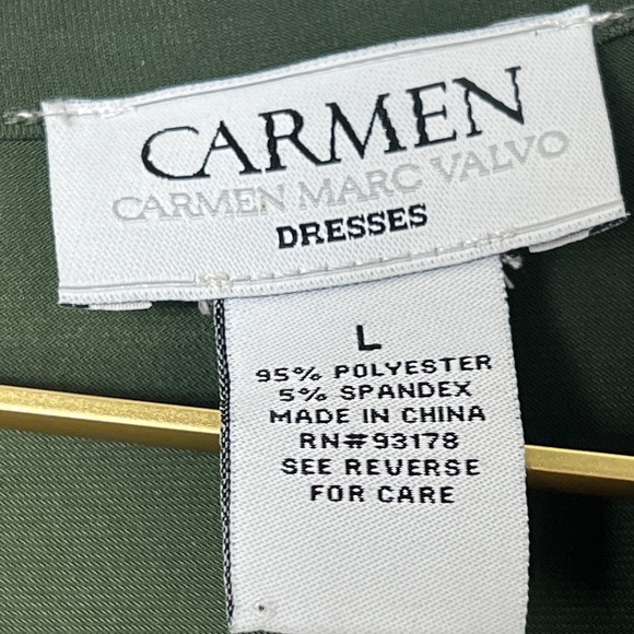 EUC CARMEN MARC VALVO Studded Green Dress Size Large - Picture 11 of 11